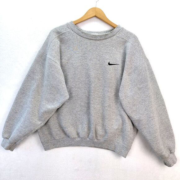 Vintage Nike Sweatshirt Mens Medium Gray Swoosh Logo Crewneck Made In USA 90's - Picture 1 of 12